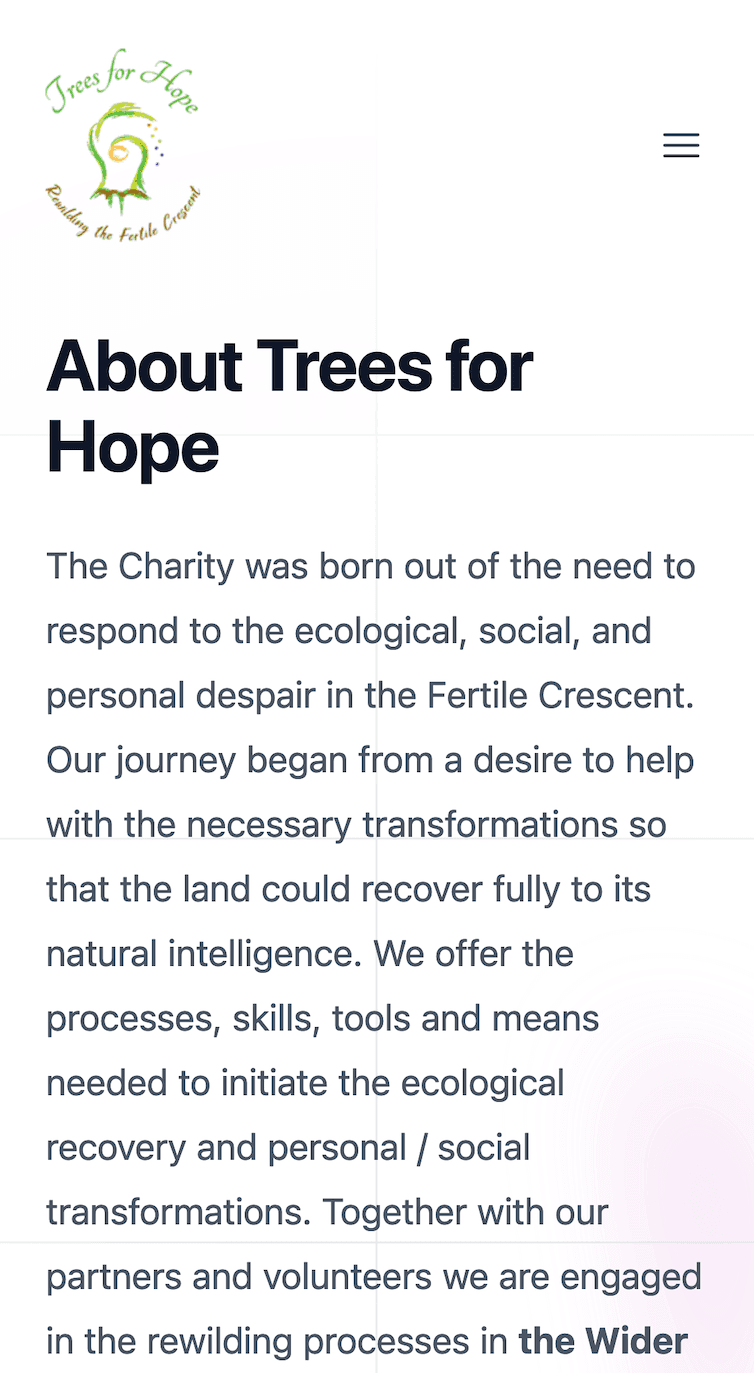 Trees for Hope(英語サイト)モックアップ画SP